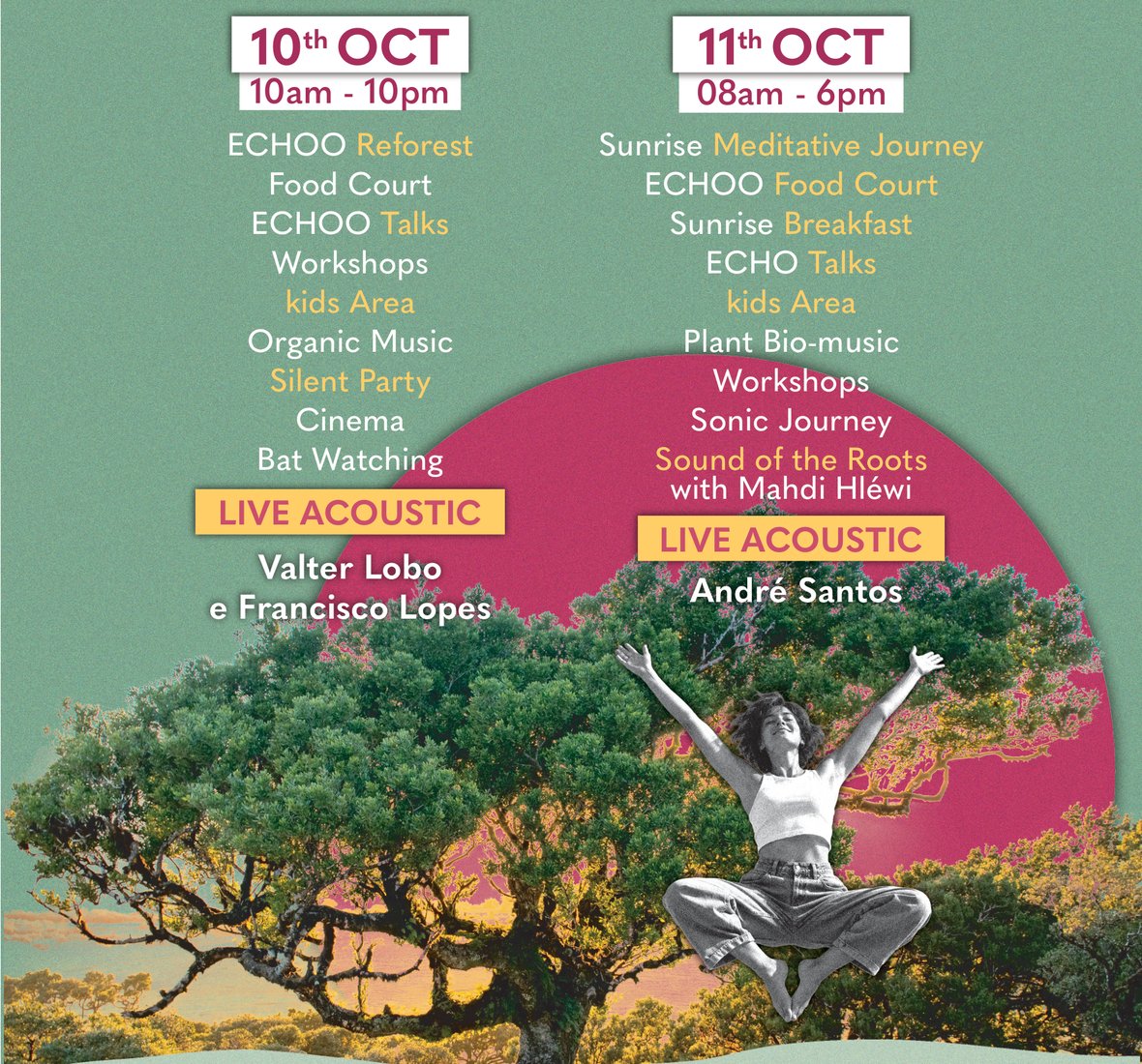 Excerto do cartaz de lançamento do ECHOO Nature Fest 2026; o horário atualizado está na página do programa.